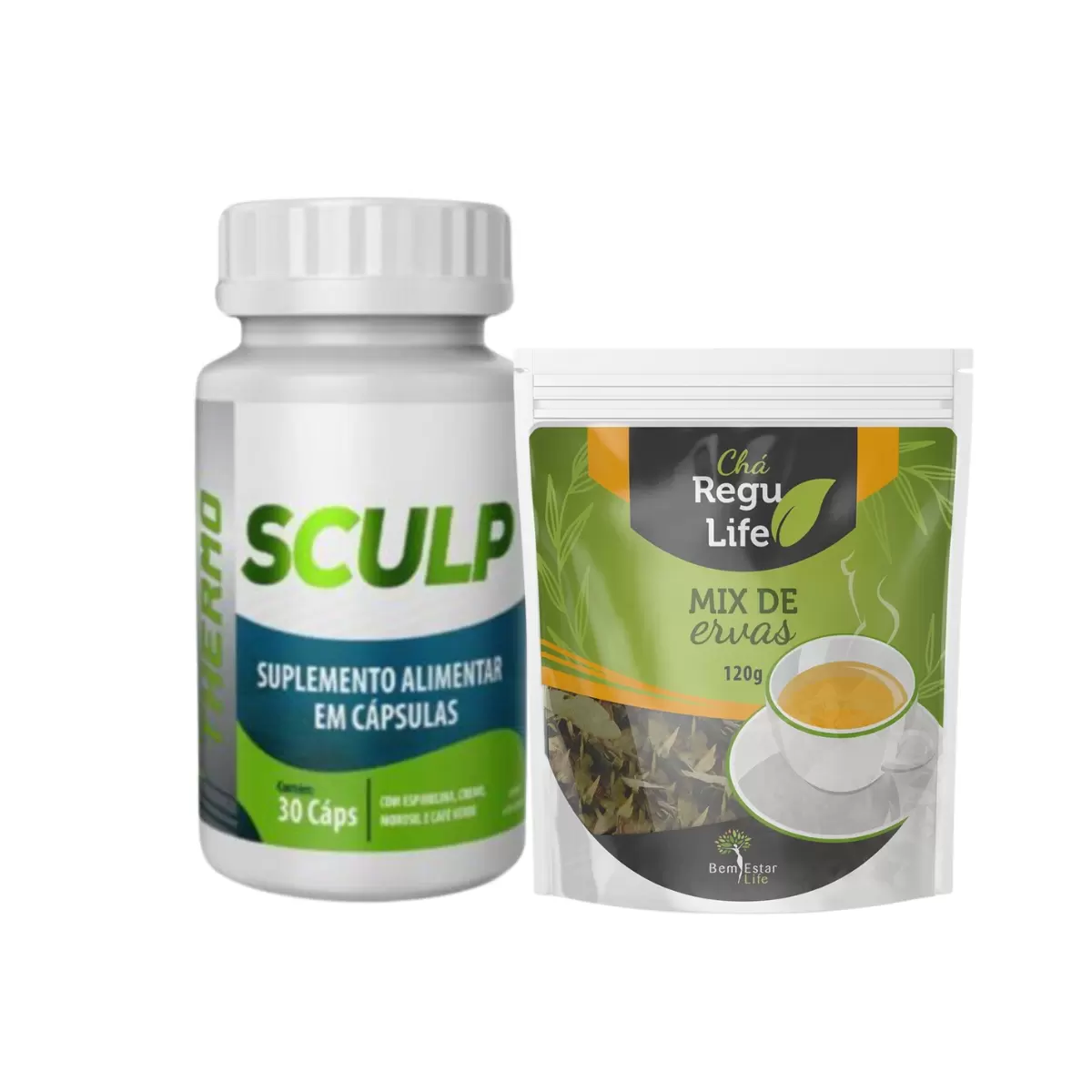 INIBIDOR DE APETITE KIT 1 SCULP THERMO + 1 CHA REGU LIFE (kit para 30 dias)